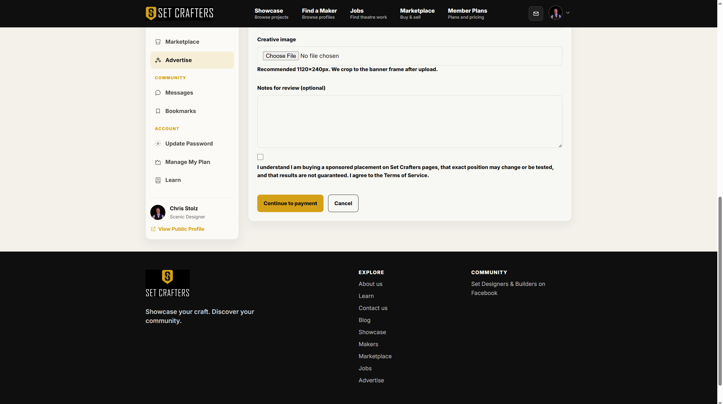 Agree to terms, then submit the booking form.