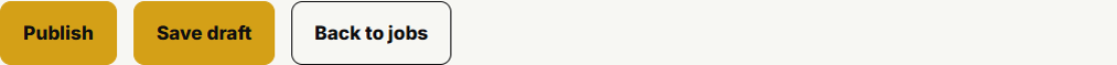 Publish and save-draft actions sit at the bottom of the job form.