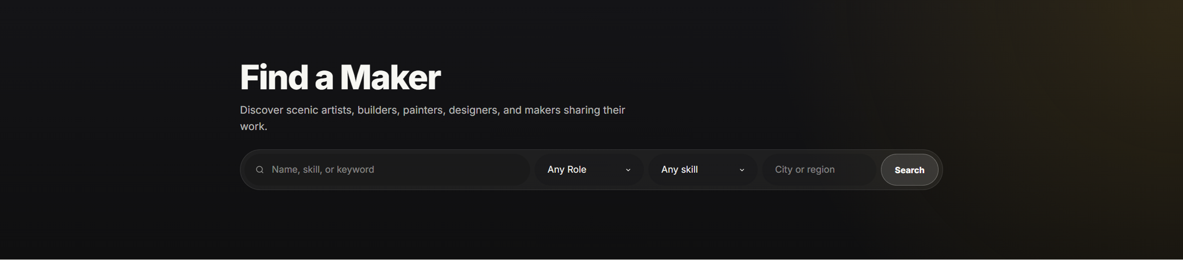 The Find a Maker page has search filters and maker cards.