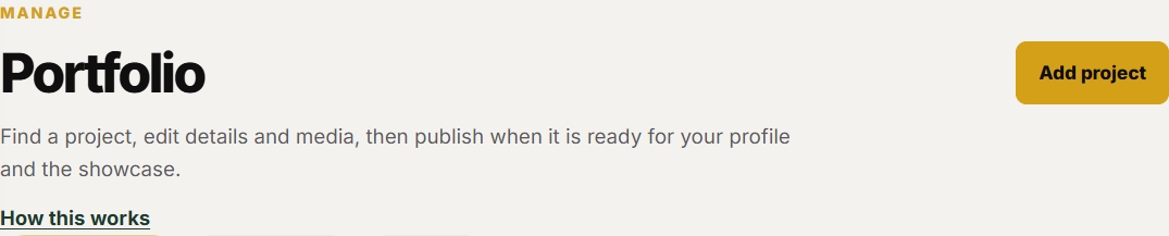 Add project is the primary button on the Portfolio page.