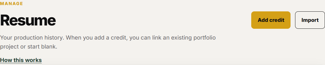 Add credit is the primary button on the Resume page.